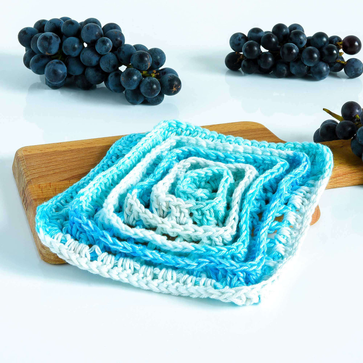 Crochet Dishcloth made in Peaches & Crème Stripey yarn
