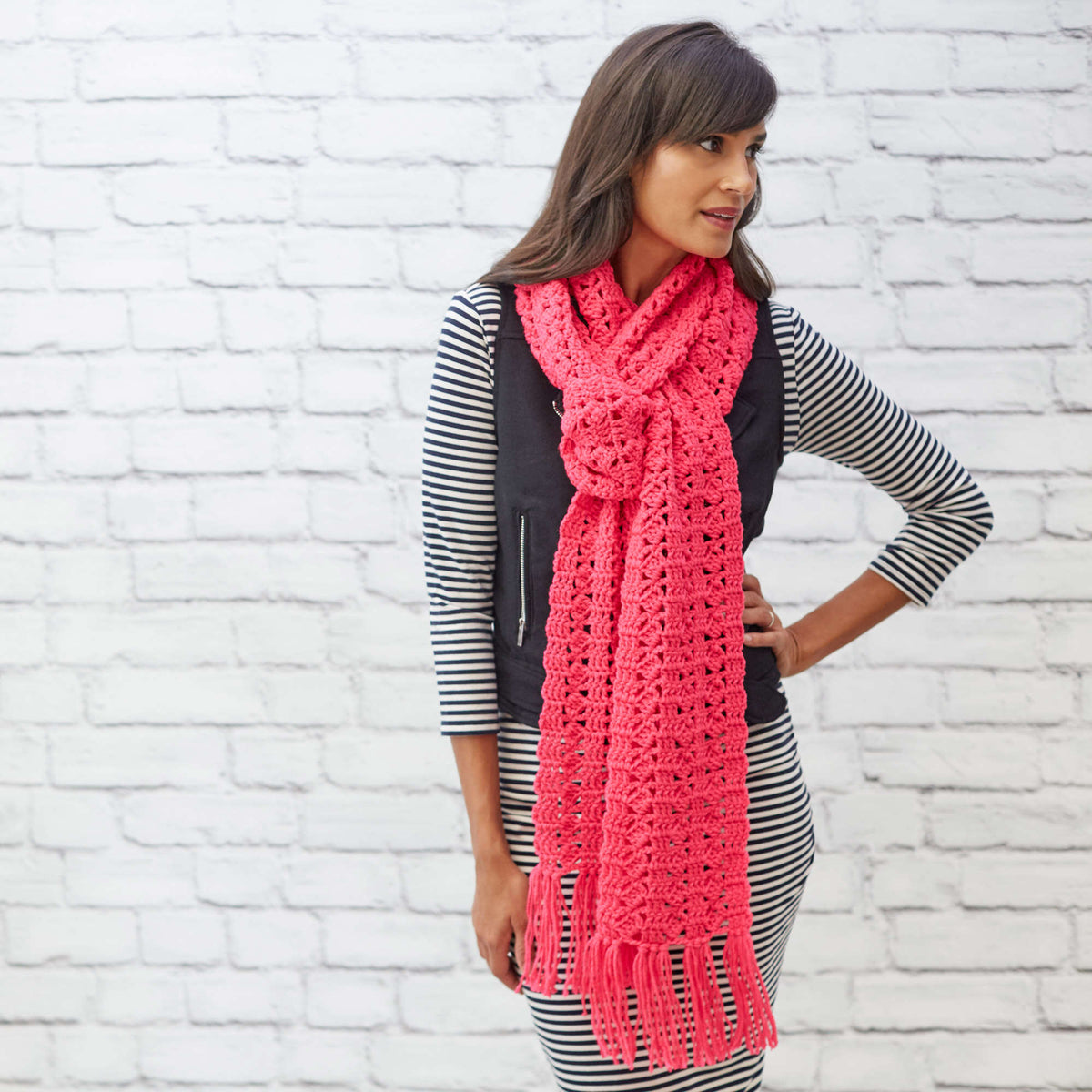 Crochet Cosmo Scarf made using Red Heart yarn