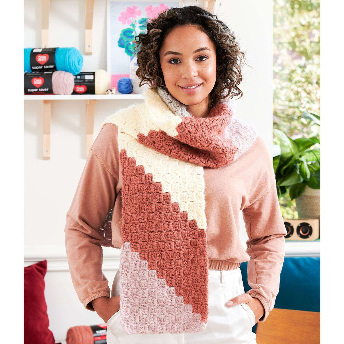 Crochet Scarf made in Red Heart Super Saver Brushed yarn