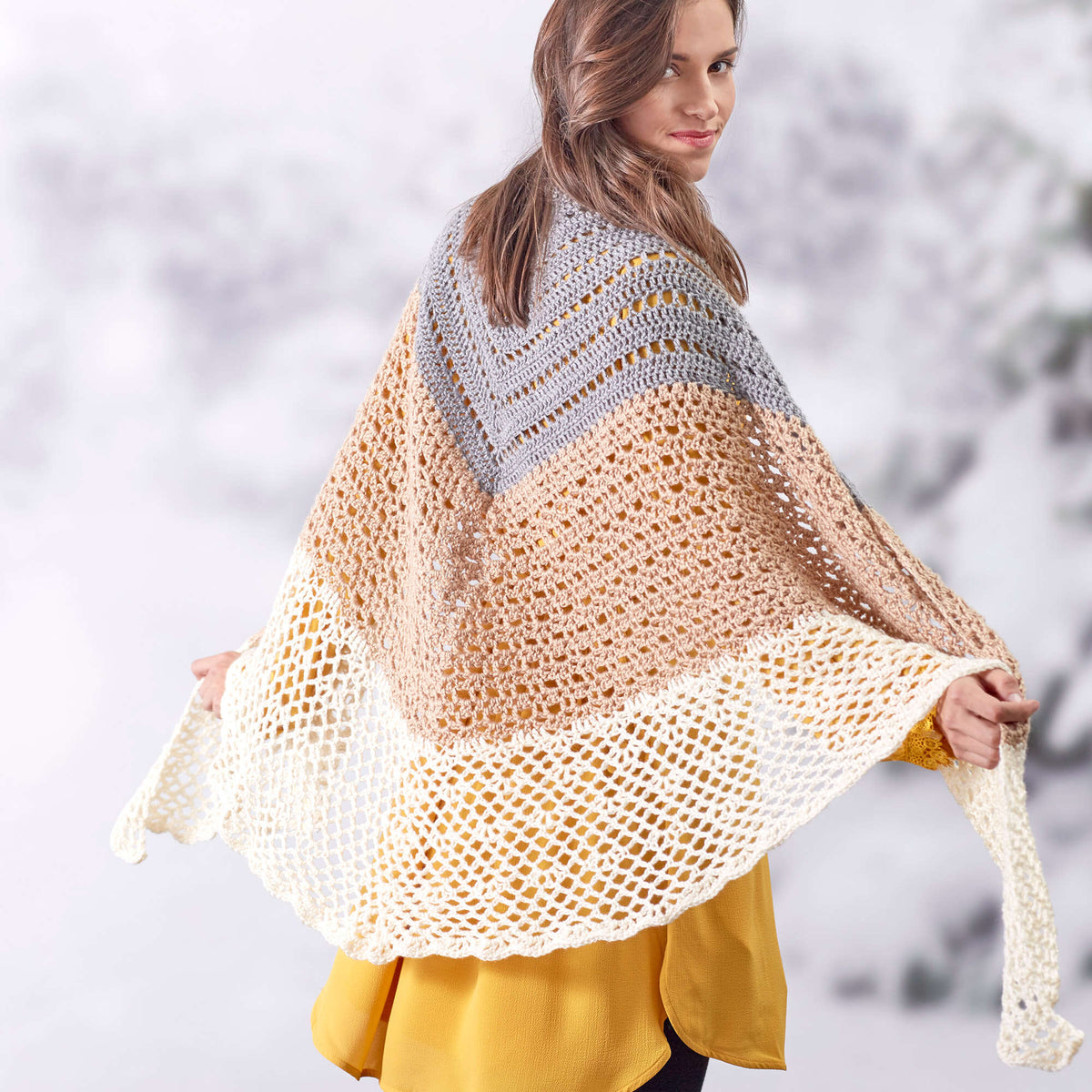 Crochet SensationalShawl made in Red Heart Fashion Soft Yarn
