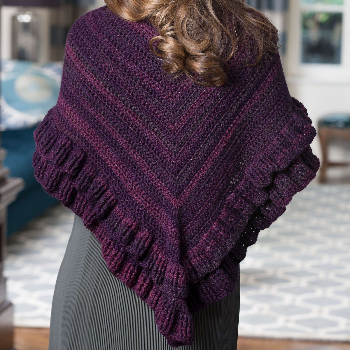 Crochet Shawl made in Red Heart Boutique Yarn