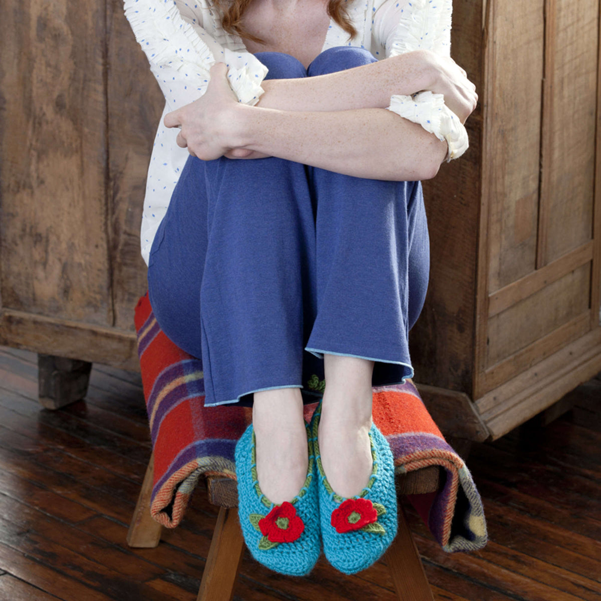 Crochet Slippers made in Red Heart Full O' Sheep Yarn
