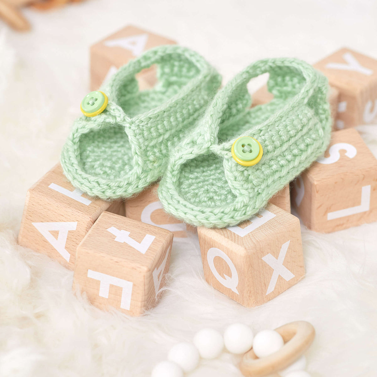 Crochet Sandals made in Red Heart Soft Baby Steps Yarn