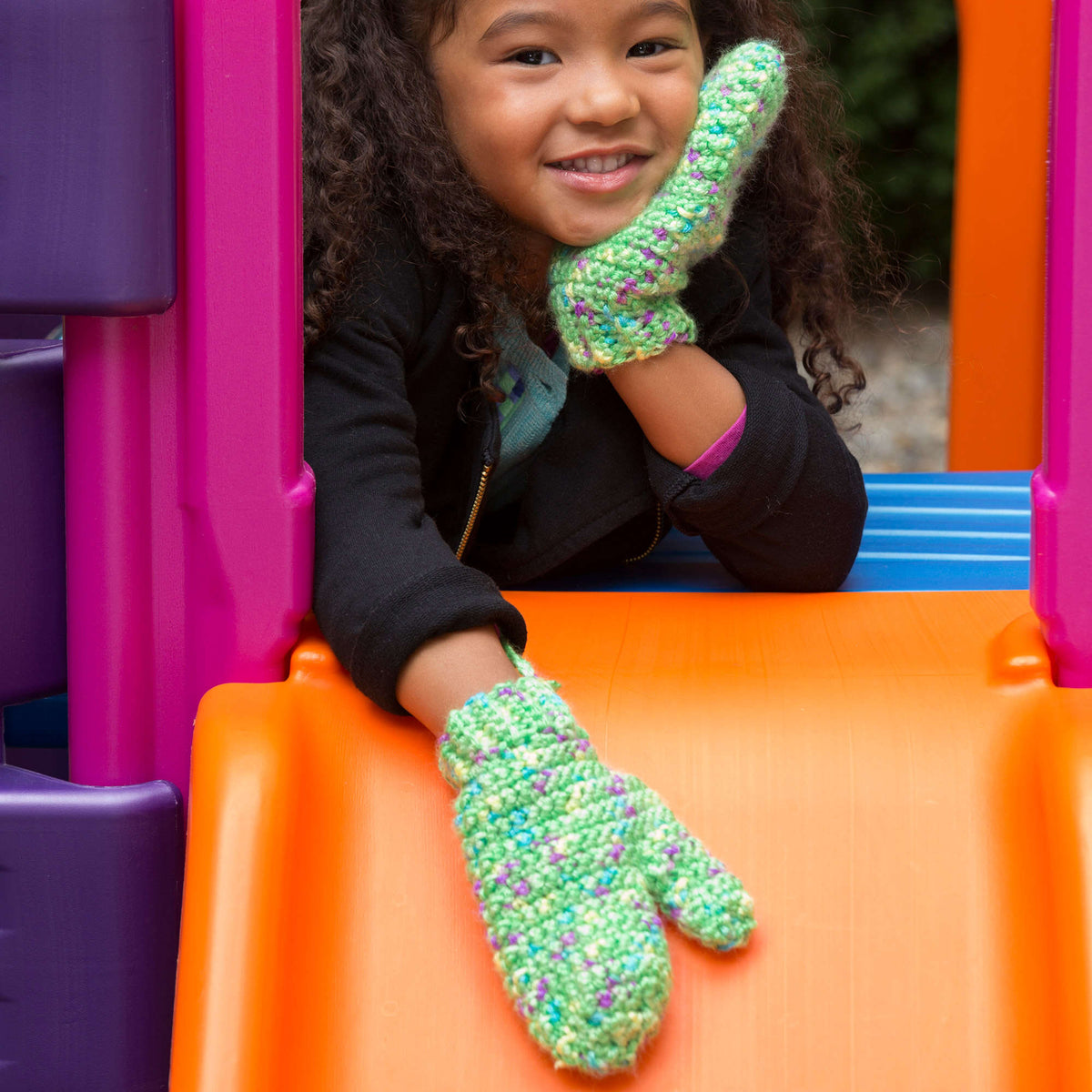 Crochet Mittens made in Red Heart Gumdrop Yarn