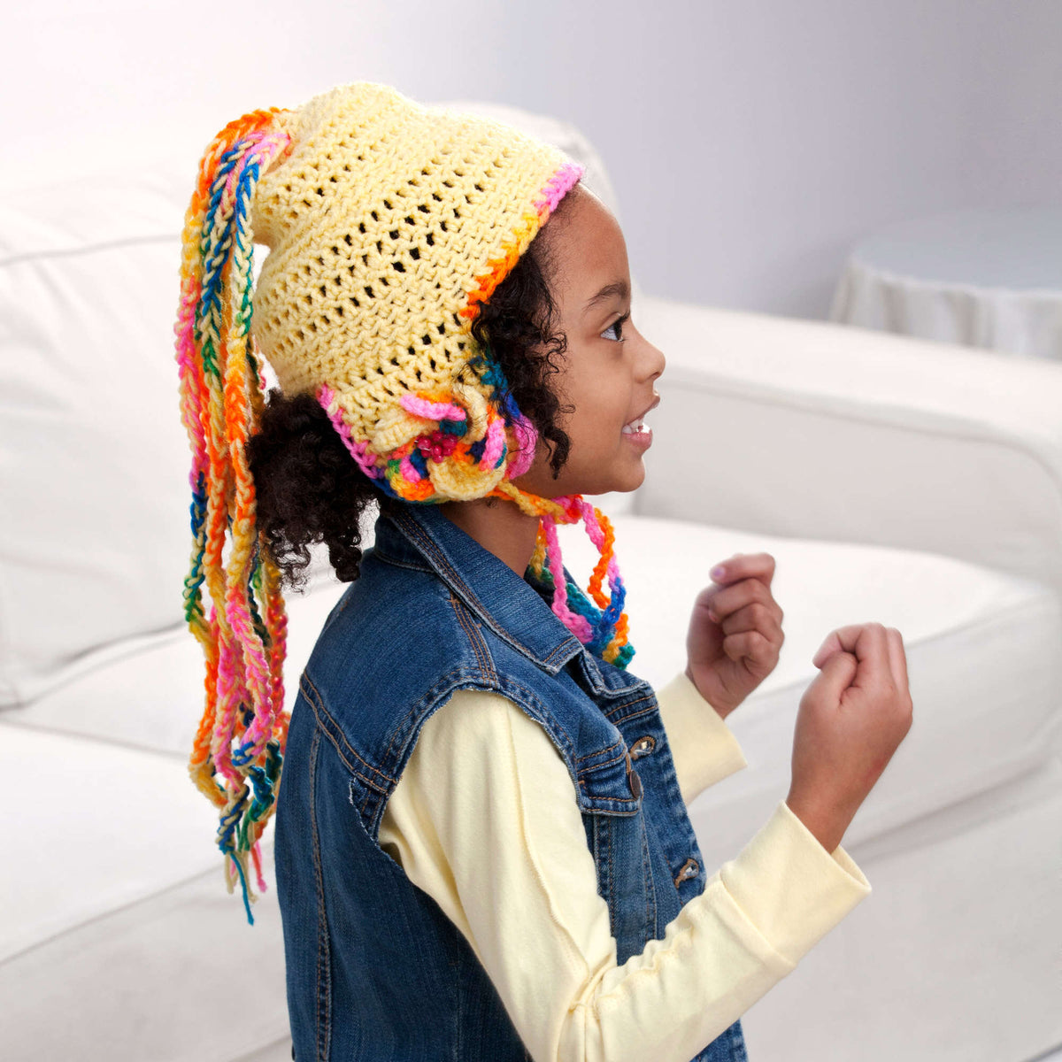 Crochet Hat made in Red Heart Kids Yarn