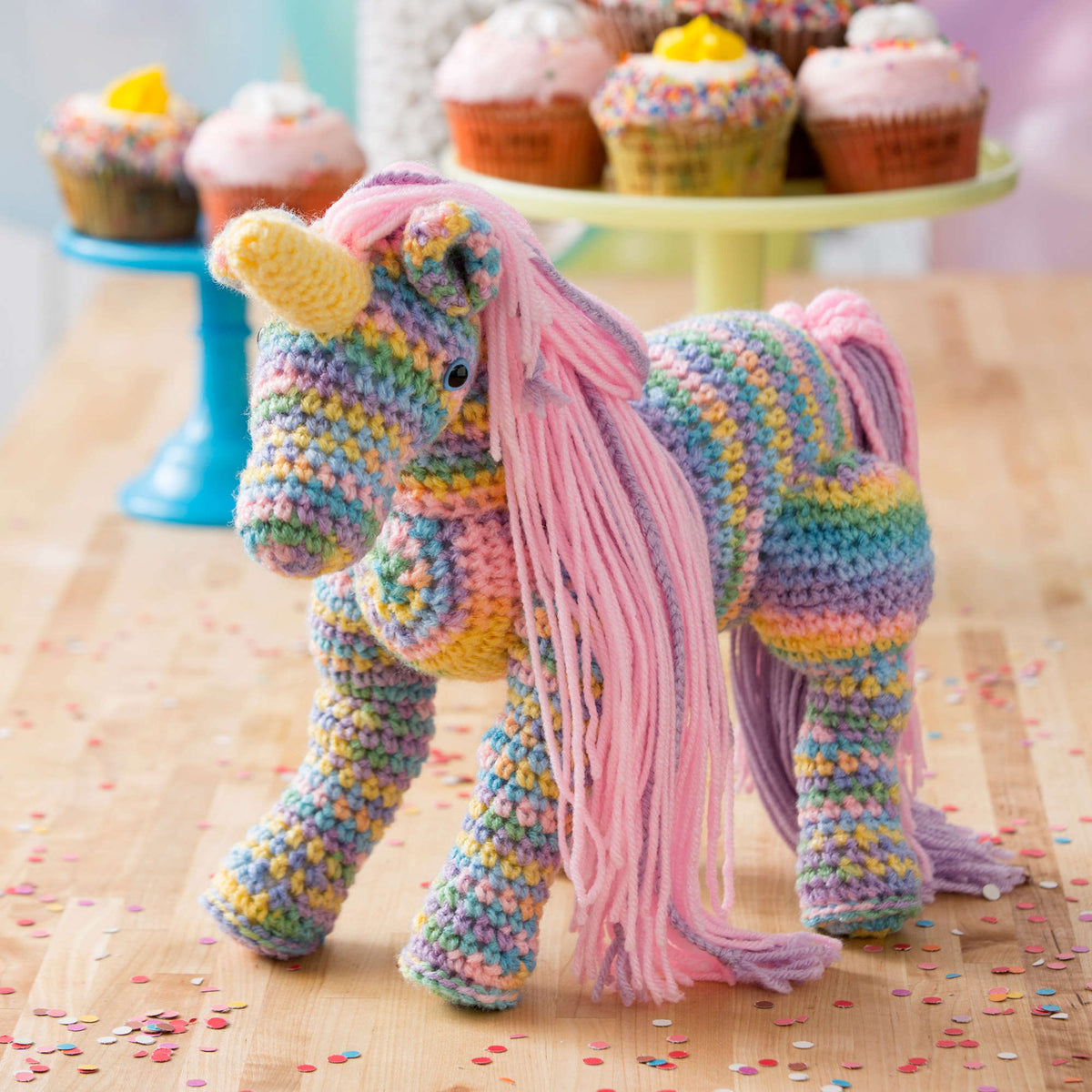 Crochet Unicorn made in Red Heart Yarn