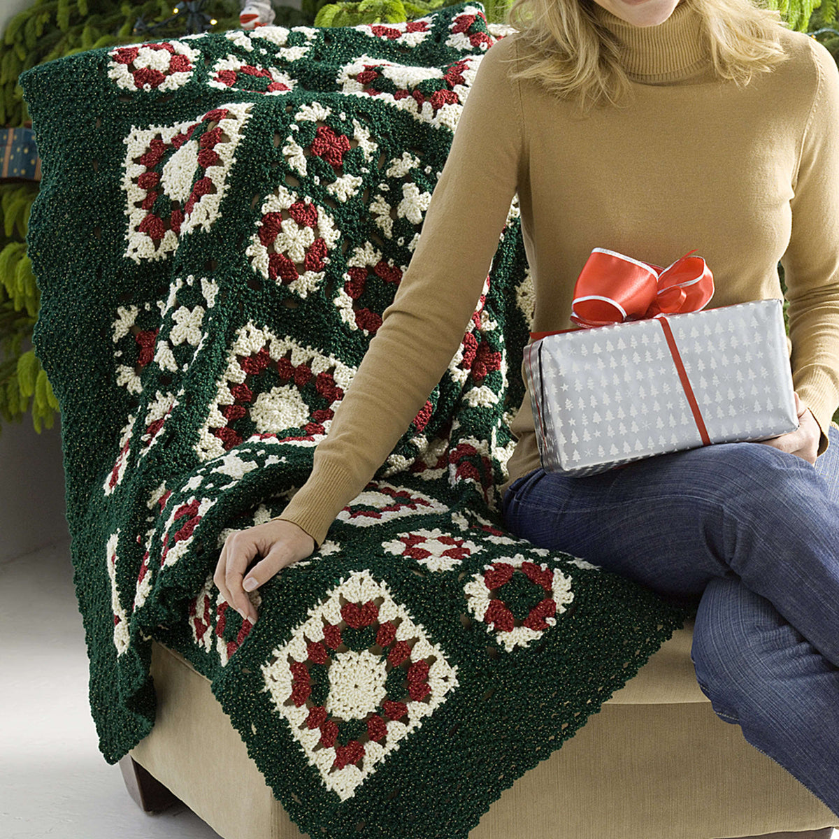 Crochet Throw made in Red Heart Holiday Yarn