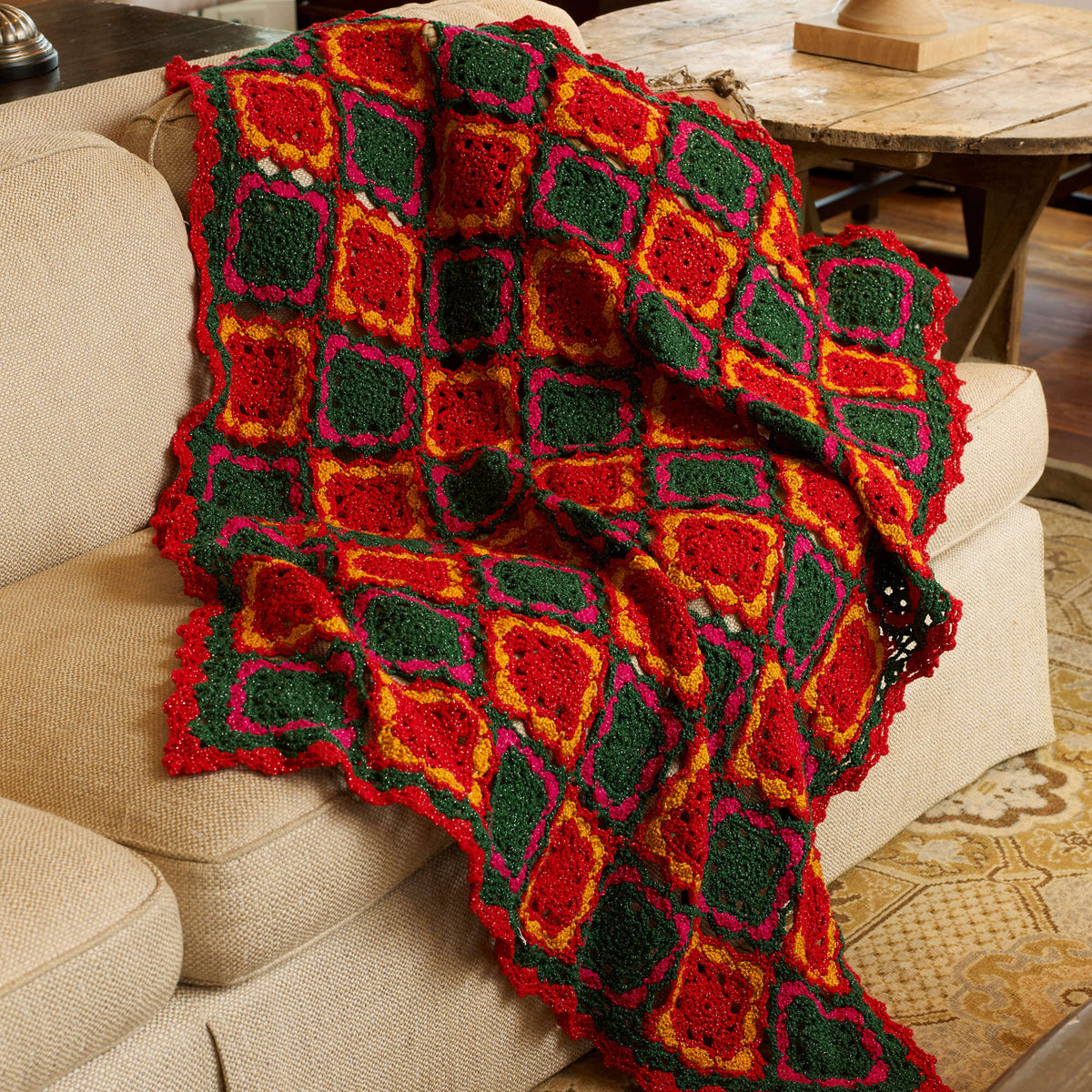 Crochet Throw made in Red Heart Celebration Yarn