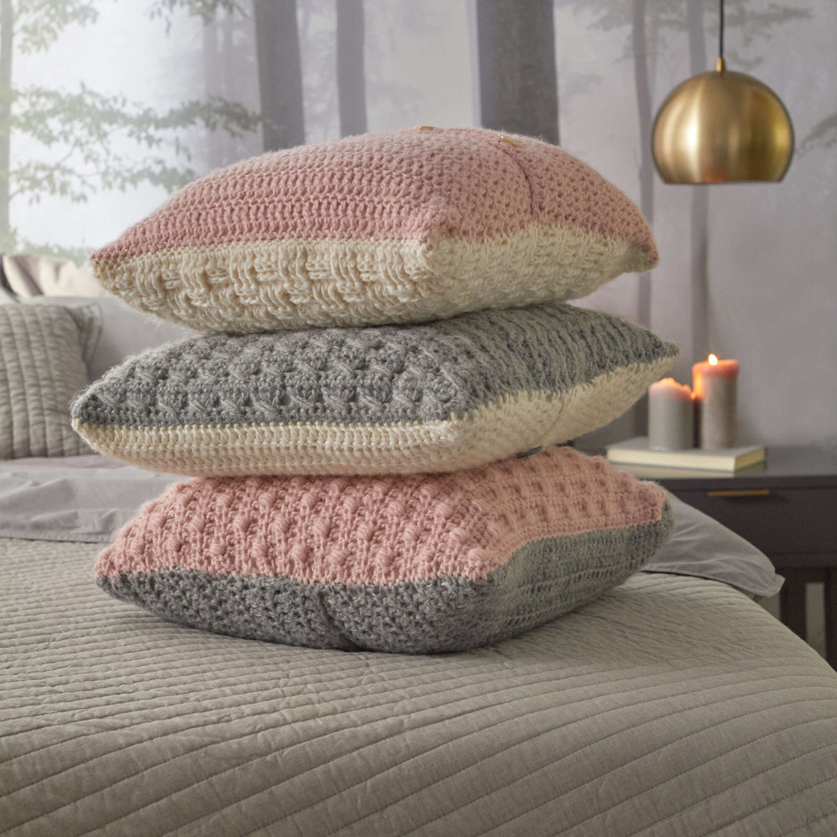 Crochet Pillow made in Red Heart Dreamy Yarn