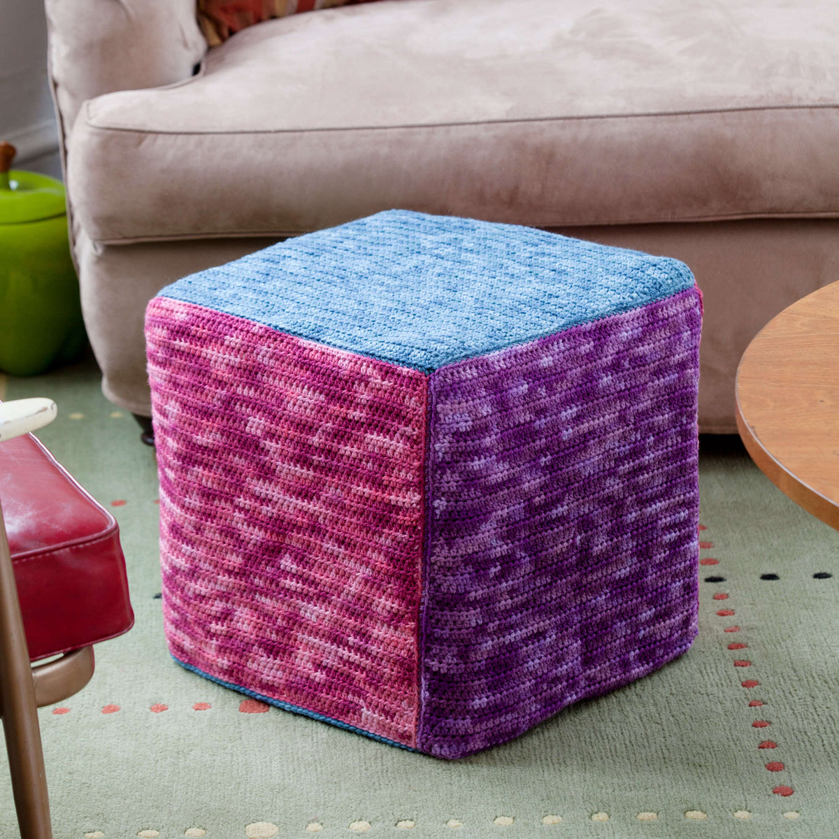 Crochet Ottoman made in Red Heart Super Saver Yarn