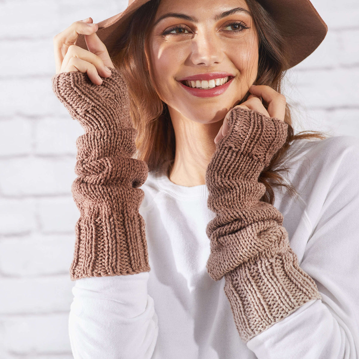 Knit Warmers made in Red Heart Super Saver Ombre Yarn