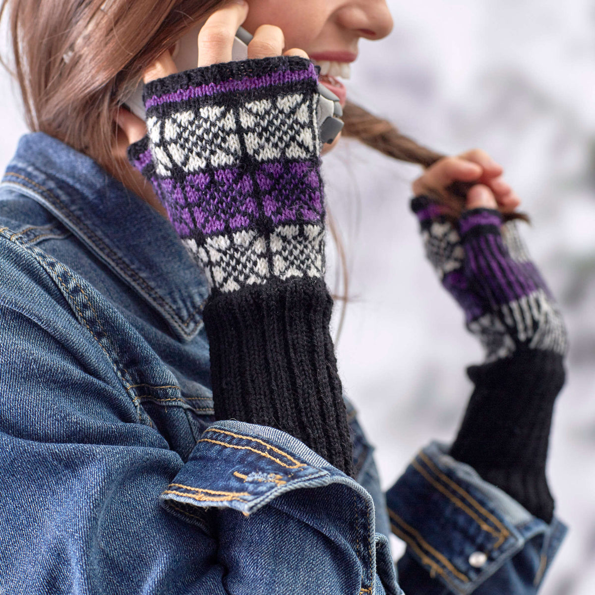 Knit Mitts made in Red Heart Heart & Sole Yarn
