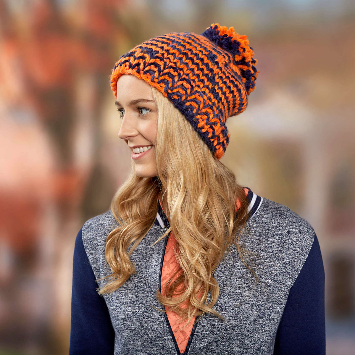 Knit Hat made in Red Heart Team Spirit Chunky Yarn