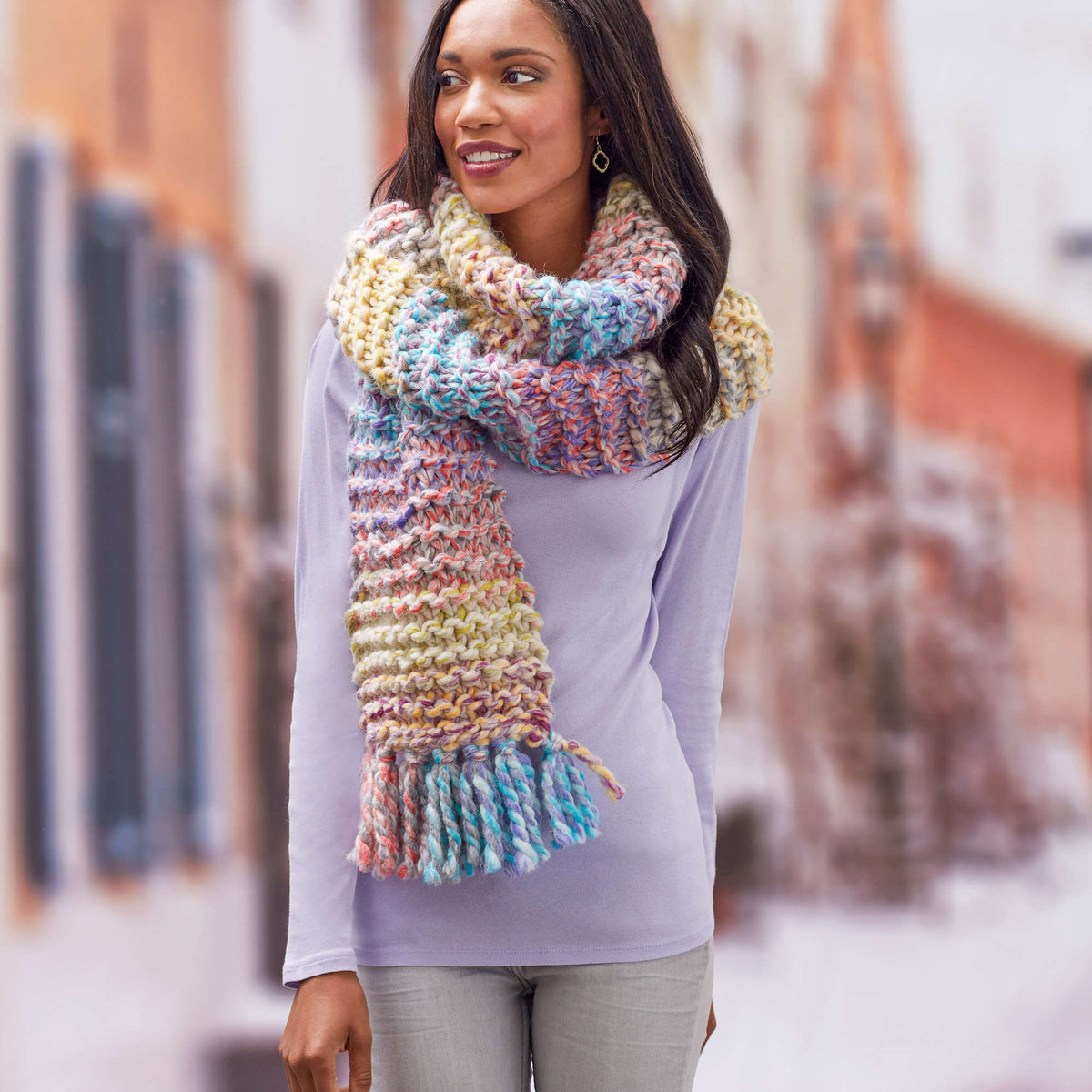 Knit Scarf made in Red Heart Collage Yarn
