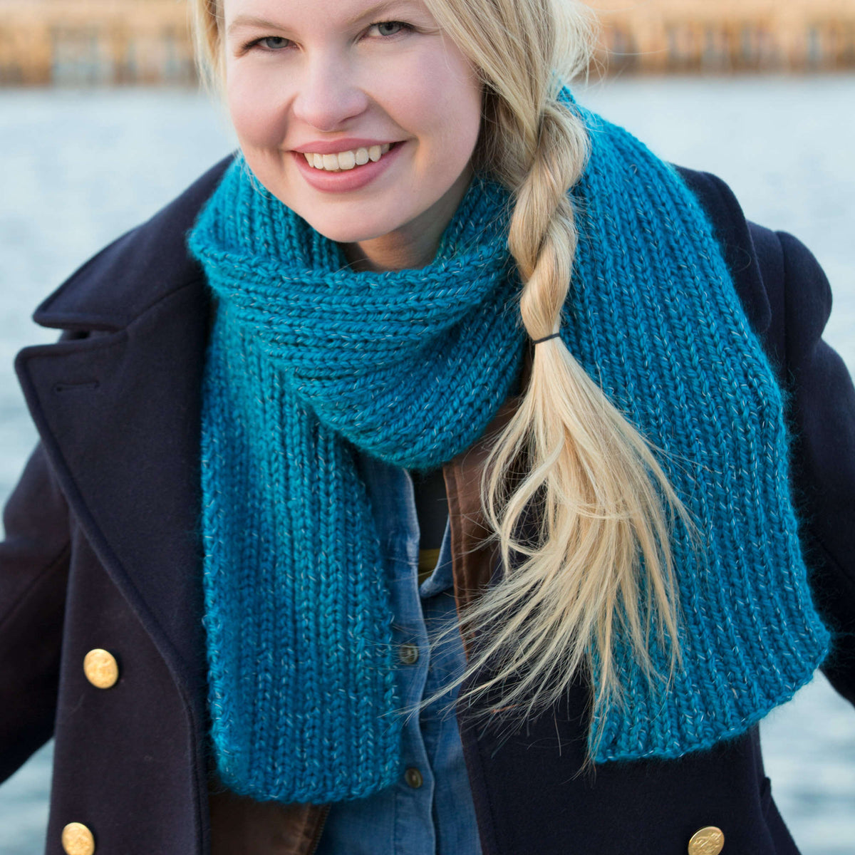Knit Scarf made in Red Heart Reflective Yarn