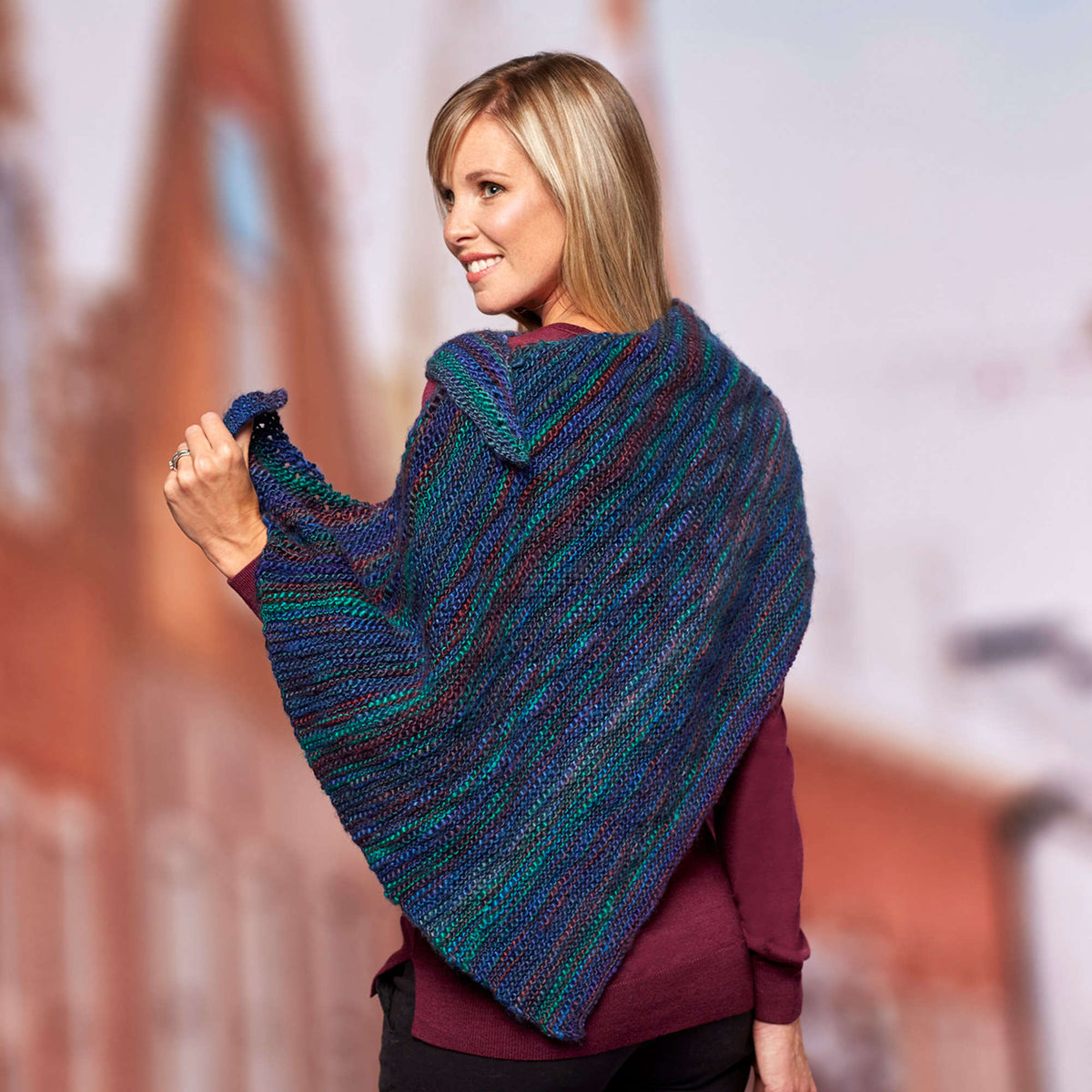 Knit Shawl made in Red Heart Boutique Yarn