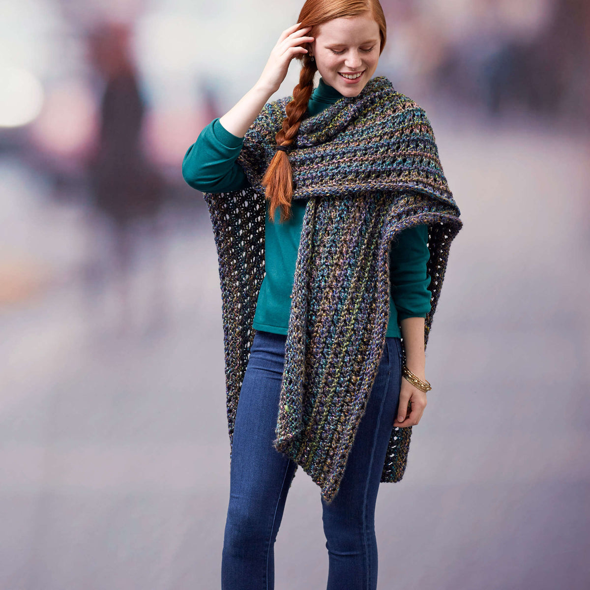 Knit Wrap made in Red Heart Medley Yarn