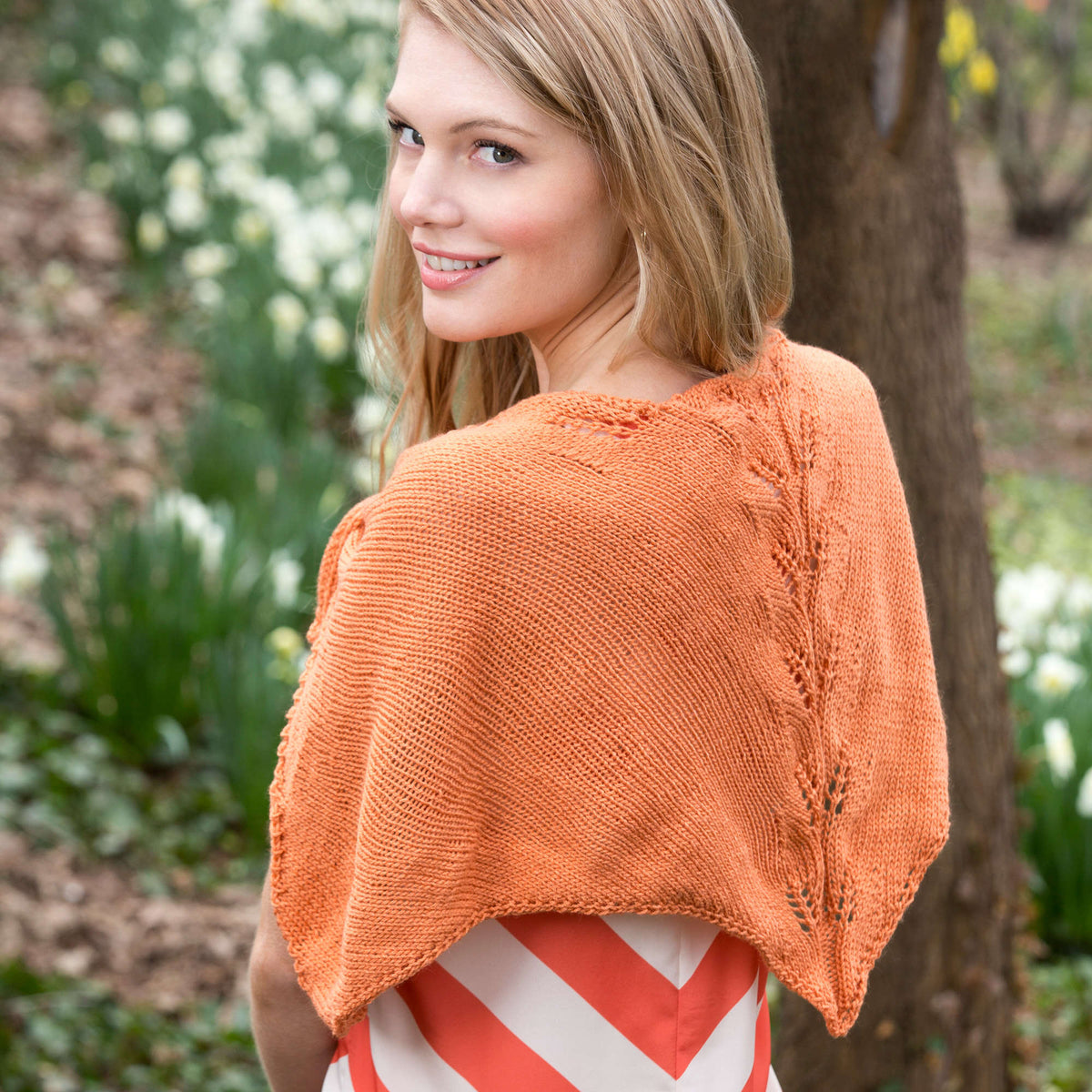 Knit Shawl made in Red Heart Luster Sheen Yarn