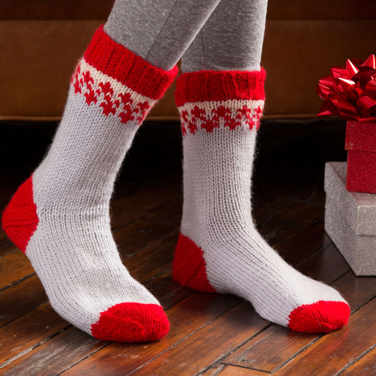 Knit Socks made in Red Heart Super Saver Yarn