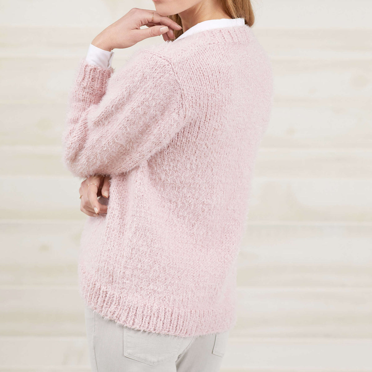 Knit Cardigan made in Red Heart Hygge Yarn