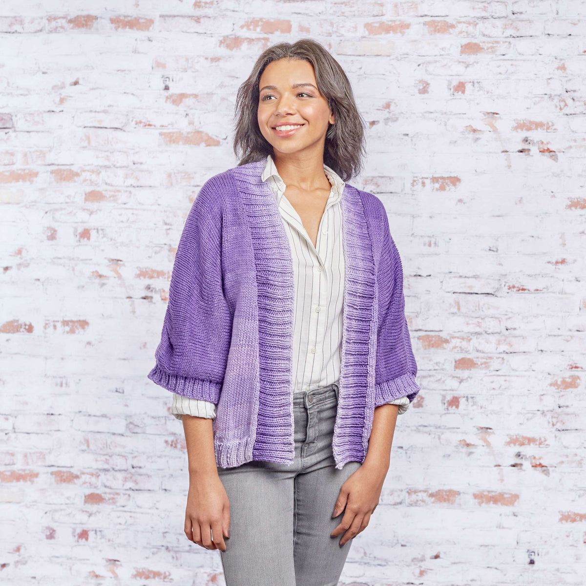 Knit Jacket made in Red Heart Super Saver Ombre Yarn