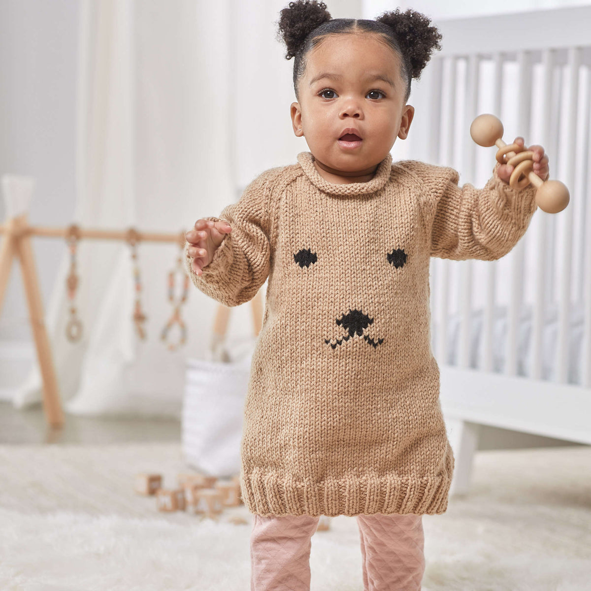 Knit Dress made in Red Heart Baby Hugs Yarn