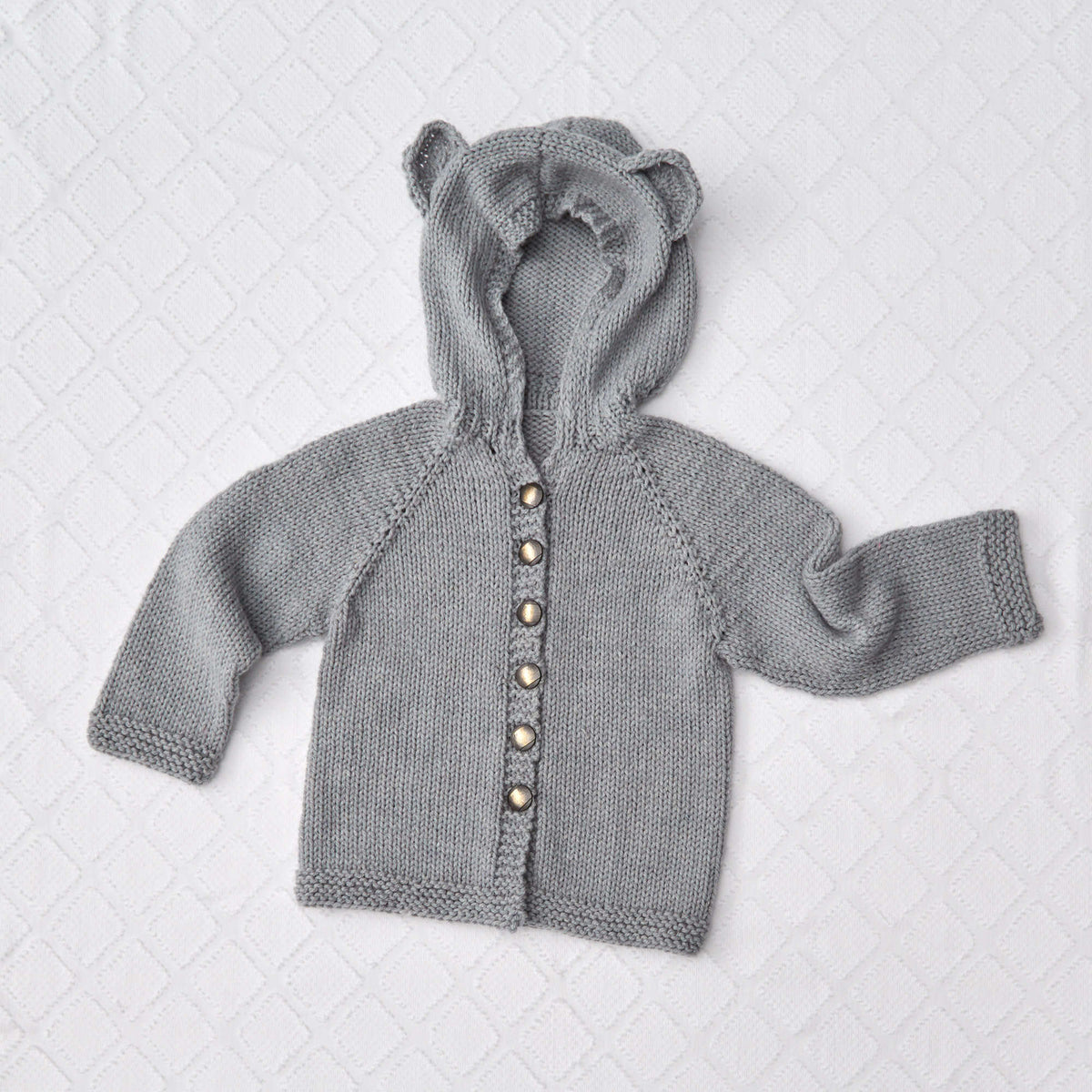 Knit Hoodie made in Red Heart Bunches of Hugs Yarn