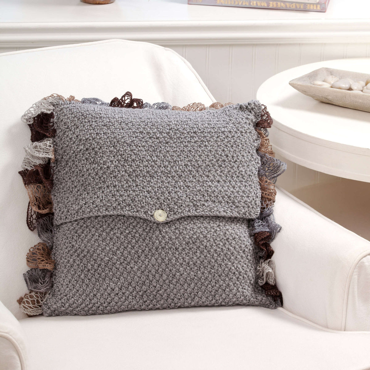 Knit Pillow made in Red Heart Soft Yarn