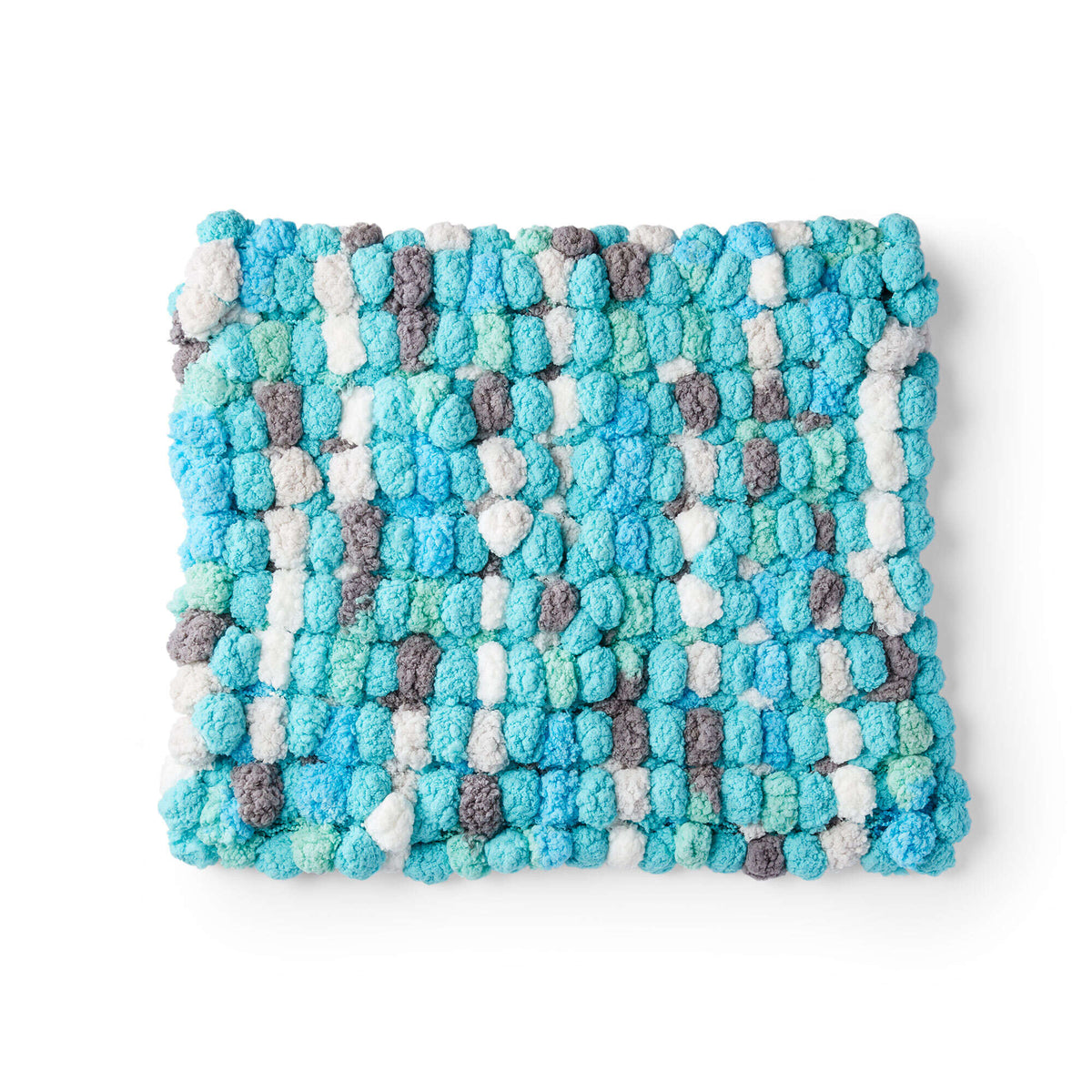 Knit Rug made in Red Heart Pomp-a-Doodle Yarn