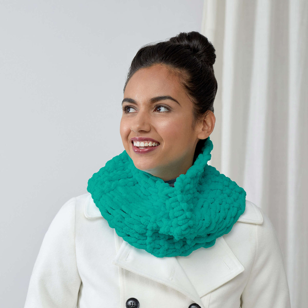 Craft Cowl made in Red Heart Loop-It Yarn