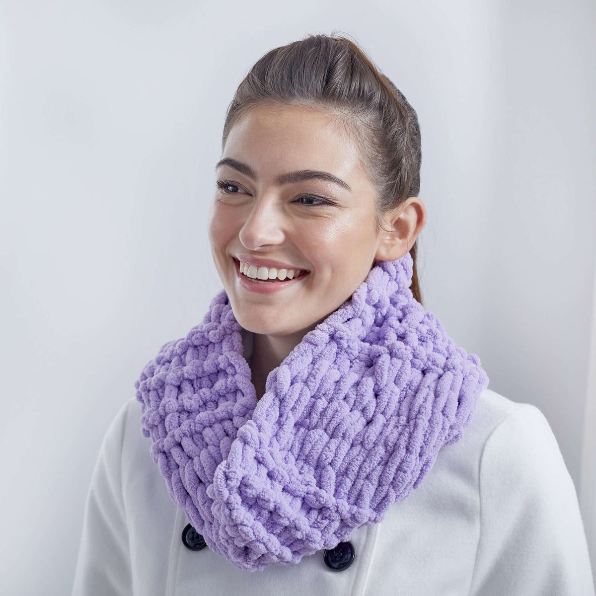 Craft Cowl made in Red Heart Loop-It Yarn