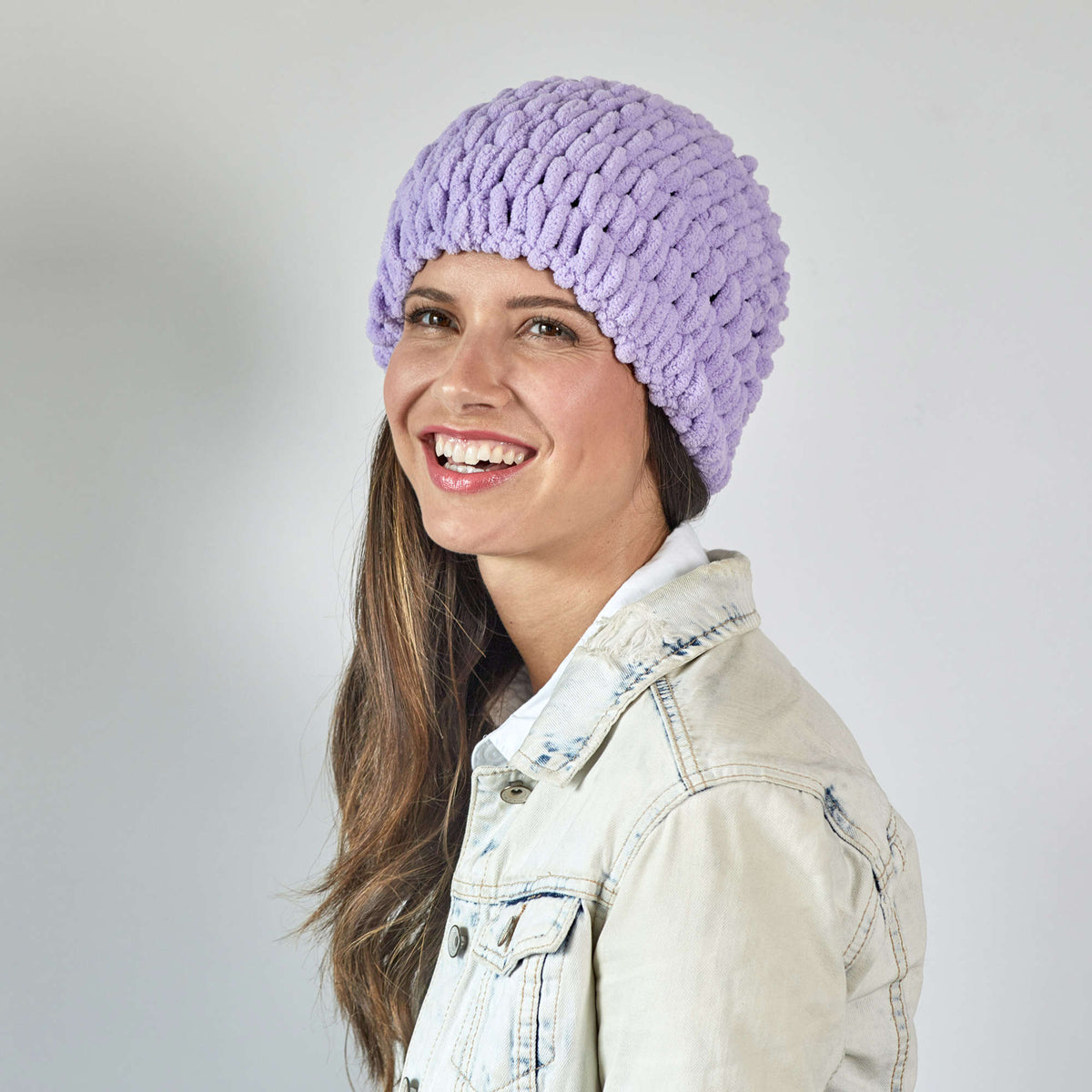Craft Beanie made in Red Heart Loop-It Yarn