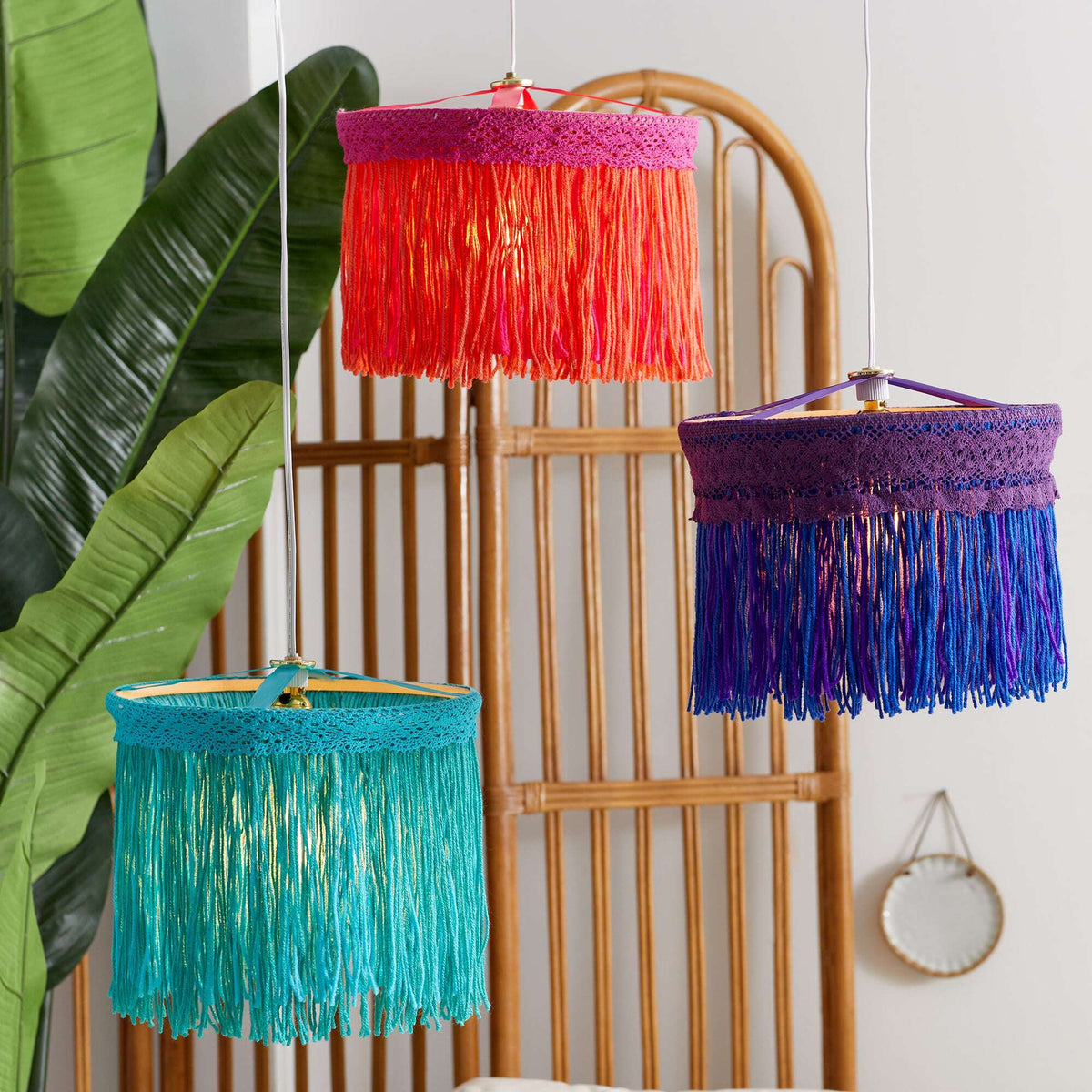 Craft Lampshade Cover made in Red Heart Yarn