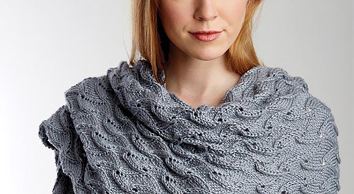Image of Elegant Lace Shawl in Patons Silk Bamboo thumbnail