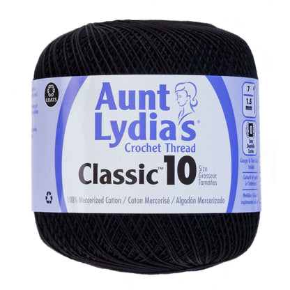 Aunt Lydia's Classic Crochet Thread Size 10 - Discontinued Shades Black
