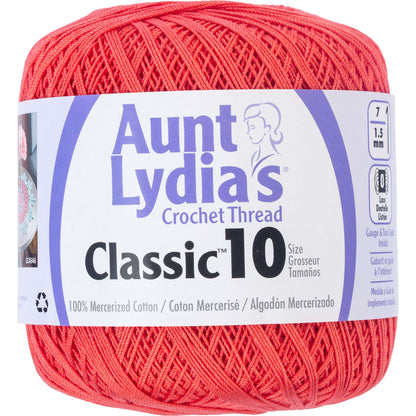 Aunt Lydia's Classic Crochet Thread Size 10 - Discontinued Shades Bright Coral