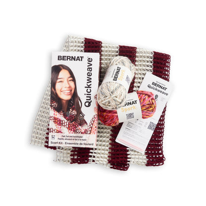 Bernat Quickweave Scarf Weaving Kit (140g/4.9oz) Burgundy Tartan