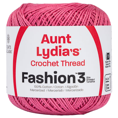 Aunt Lydia's Fashion Crochet Thread Size 3 Warm Rose