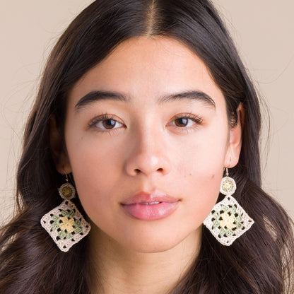 Aunt Lydia’s Crochet Granny Square Earrings Crochet Earrings made in Aunt Lydia's Classic Crochet Thread