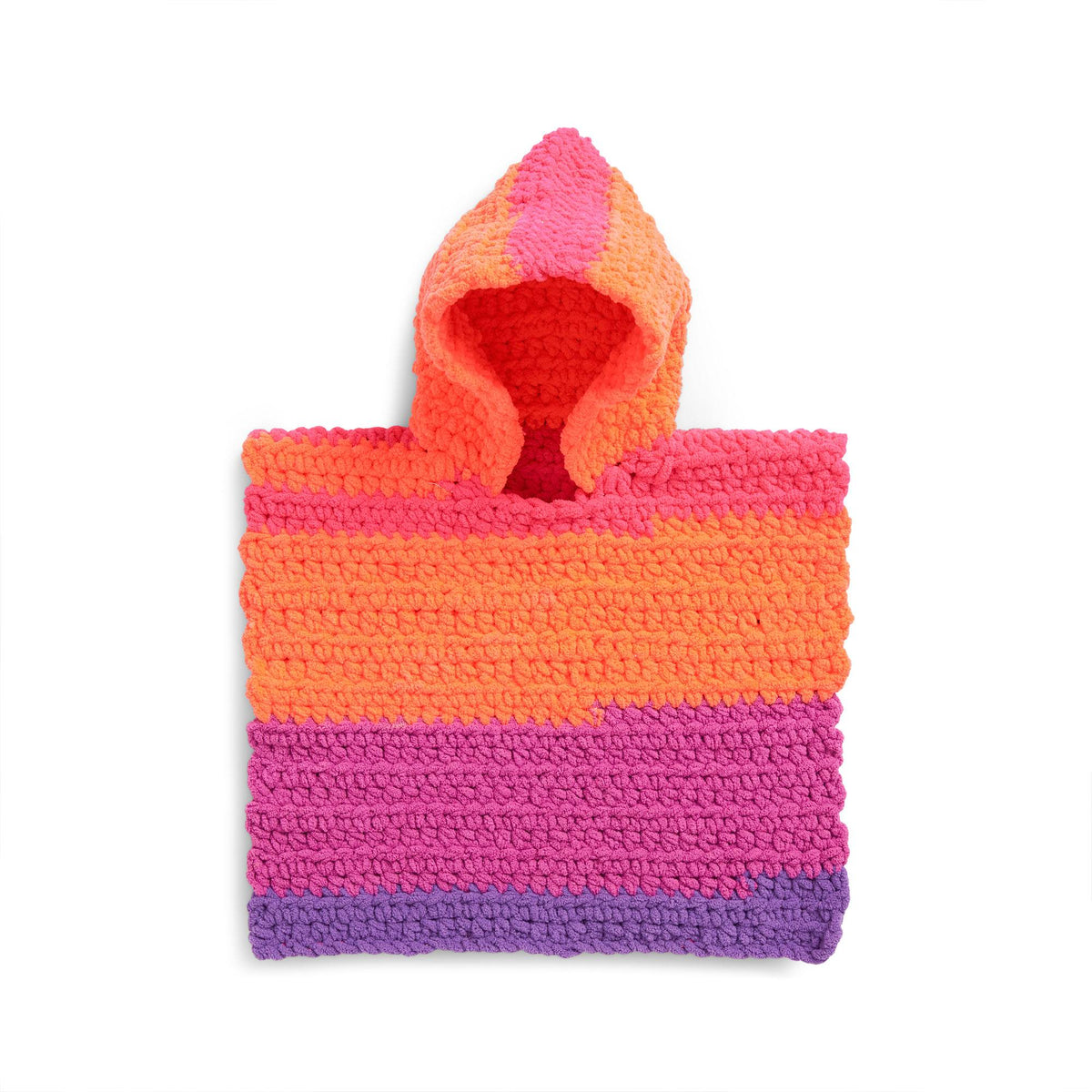 Crochet Poncho made in Bernat Blanket Stripes Yarn