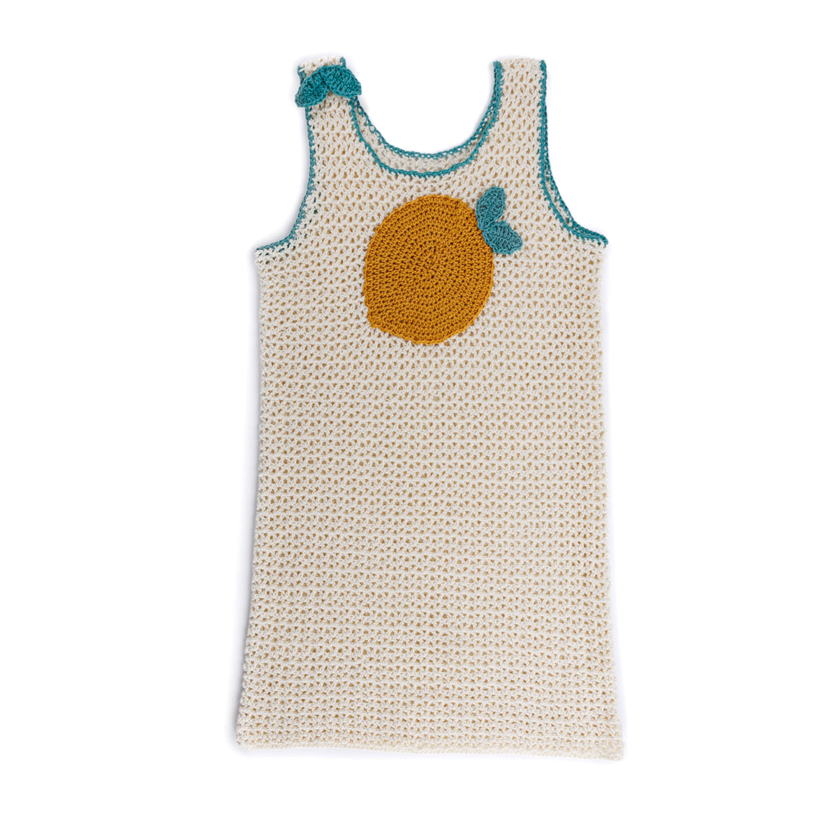 Citrus Twist Crochet Dress made using Bernat yarn