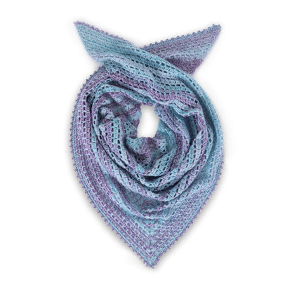 Bernat Crochet Breezy Day Shawl A crocheted shawl with a gradient of blue to purple colors, featuring a picot edging,Amethyst