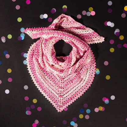 Bernat Crochet Breezy Day Shawl A crocheted shawl with a gradient of blue to purple colors, featuring a picot edging,Lollipop Pink