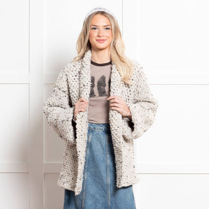 Bernat Building Blocks Crochet Cardigan Crochet Cardigan made in Bernat Forever Fleece Tweeds Yarn