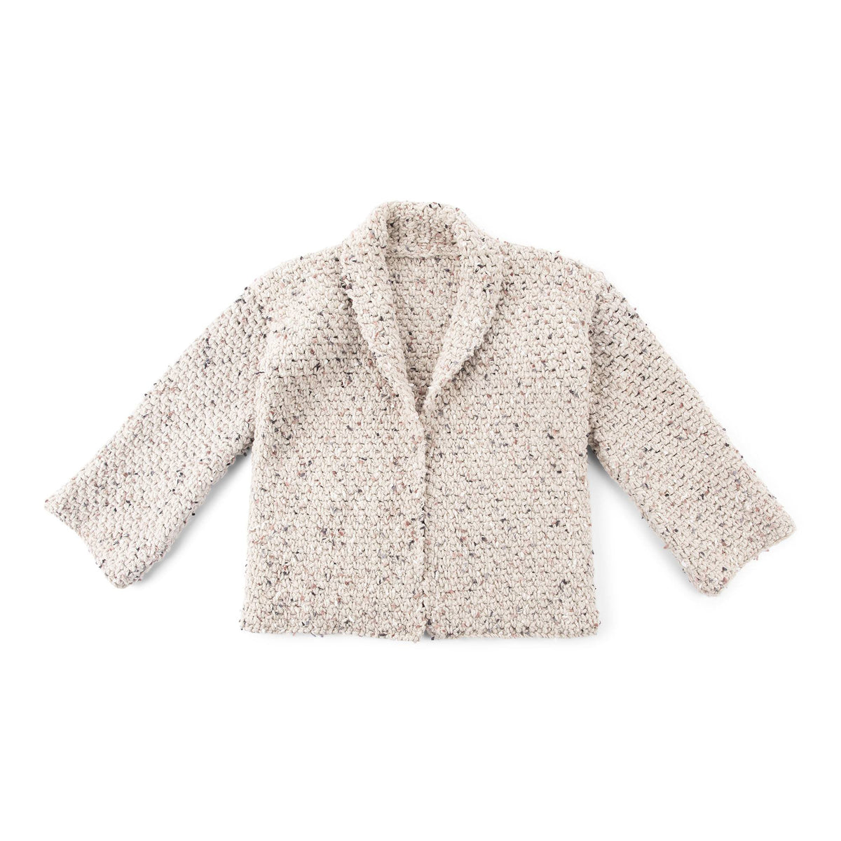 Crochet Cardigan made in Bernat Forever Fleece Tweeds Yarn
