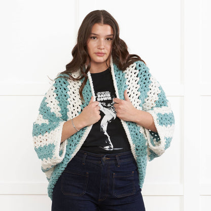 Bernat Crochet Beginner Cocoon Cardigan Crochet Cardigan made in Bernat Forever Fleece Yarn