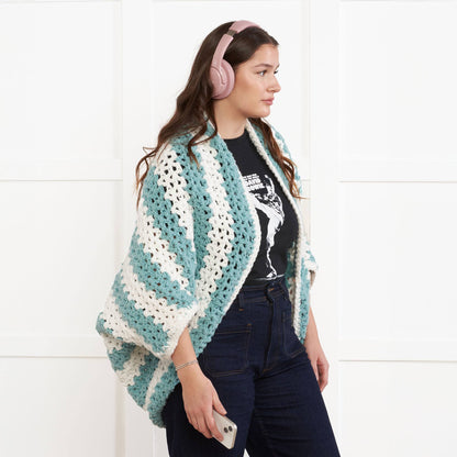 Bernat Crochet Beginner Cocoon Cardigan Crochet Cardigan made in Bernat Forever Fleece Yarn