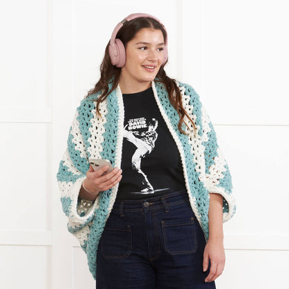 Bernat Crochet Beginner Cocoon Cardigan Crochet Cardigan made in Bernat Forever Fleece Yarn