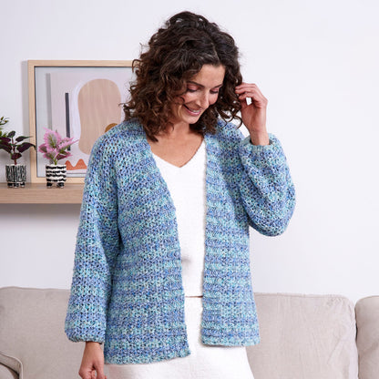 Bernat Ocean Mix Relaxed Crochet Cardigan Crochet Cardigan made in Bernat Lattice Yarn