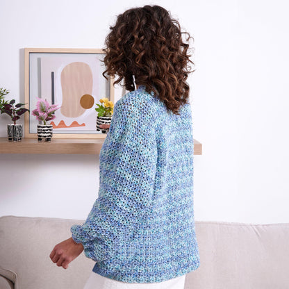 Bernat Ocean Mix Relaxed Crochet Cardigan Crochet Cardigan made in Bernat Lattice Yarn
